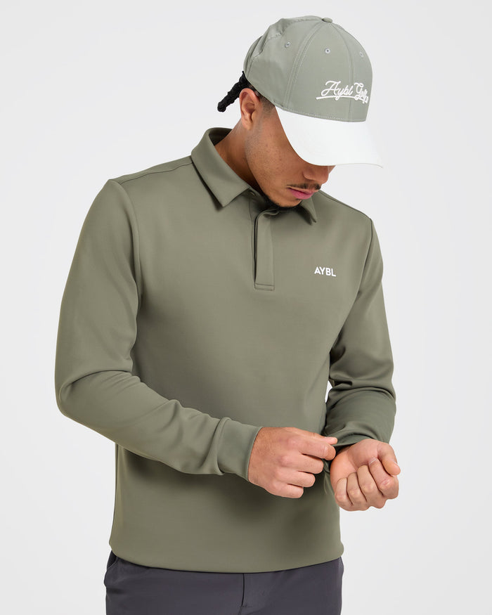 Precision Longsleeve Collared Pullover - Deep Sage