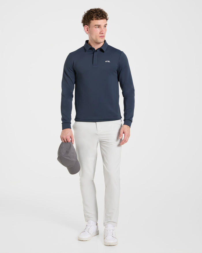 Precision Longsleeve Collared Pullover - Navy Blue