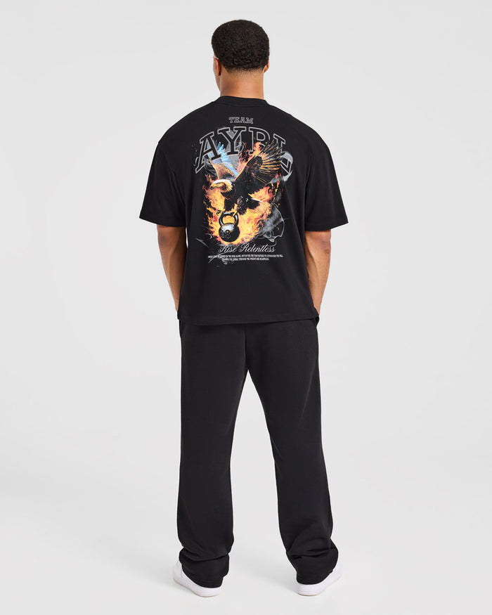 Relentless Eagle Oversized T Shirt - Black