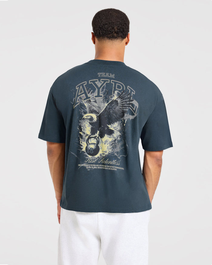Relentless Eagle Oversized T Shirt - Petrol Blue