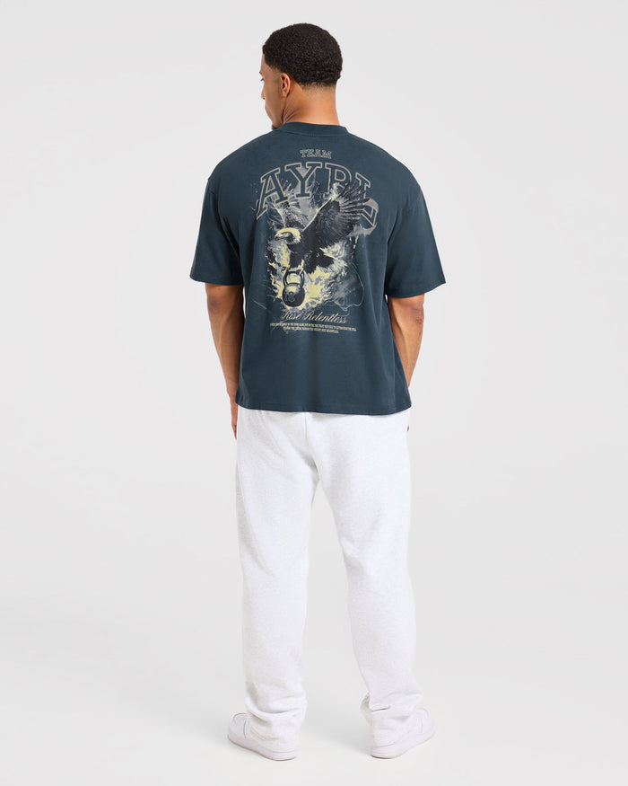 Relentless Eagle Oversized T Shirt - Petrol Blue