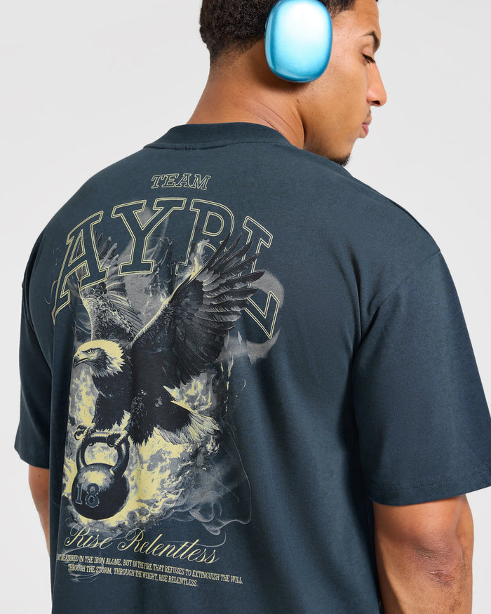 Relentless Eagle Oversized T Shirt - Petrol Blue