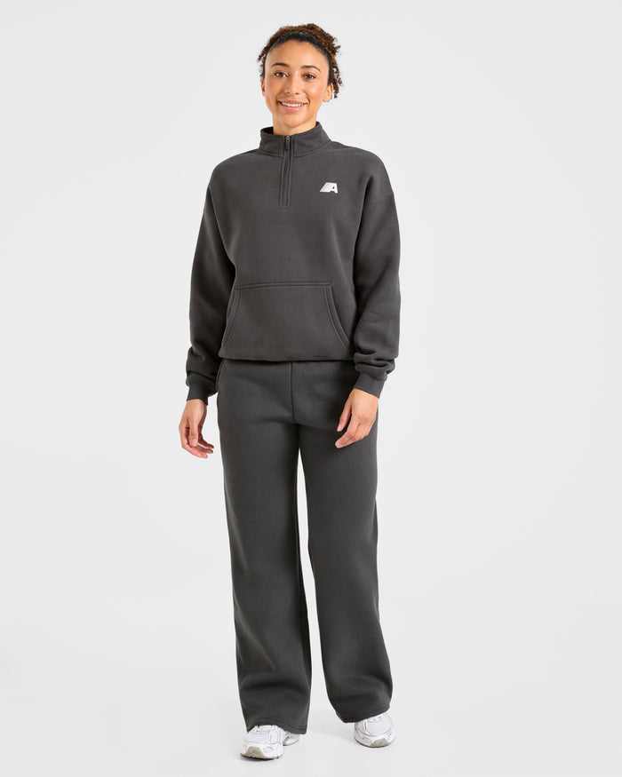 Retro Athletics Oversized 1/4 Zip Pullover - Charcoal