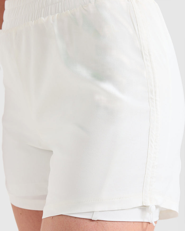 Run Ruched Shorts - White