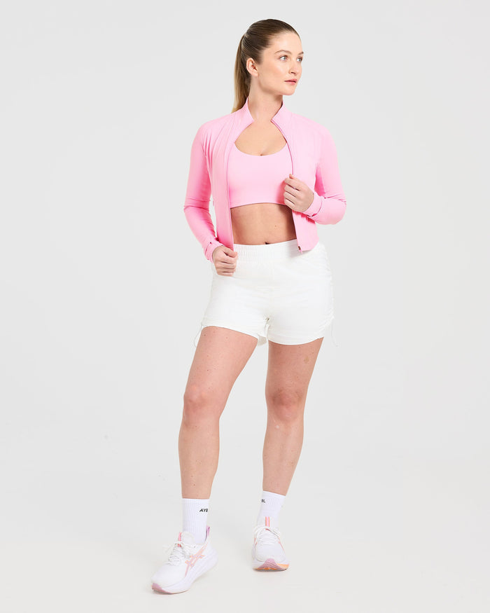 Run Ruched Shorts - White