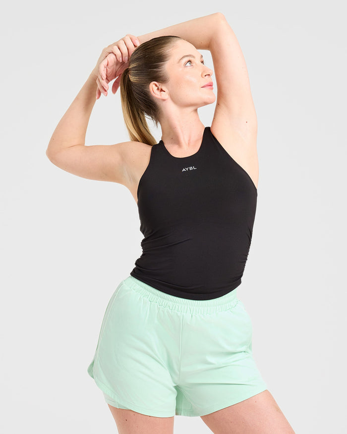 Run Ruched Tank - Black