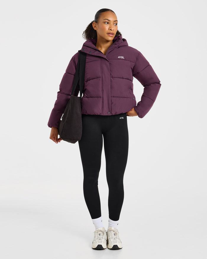 Signature Puffer Coat - Plum