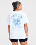 Sports Club Gothic Oversized T Shirt - Blue