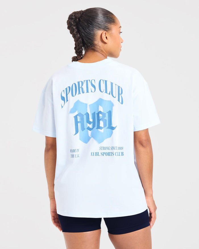 Sports Club Gothic Oversized T Shirt - Blue