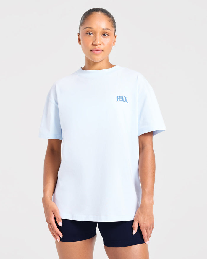 Sports Club Gothic Oversized T Shirt - Blue