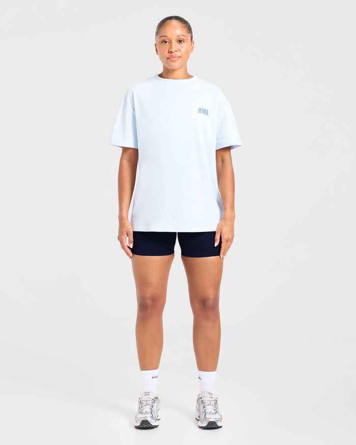 Sports Club Gothic Oversized T Shirt - Blue