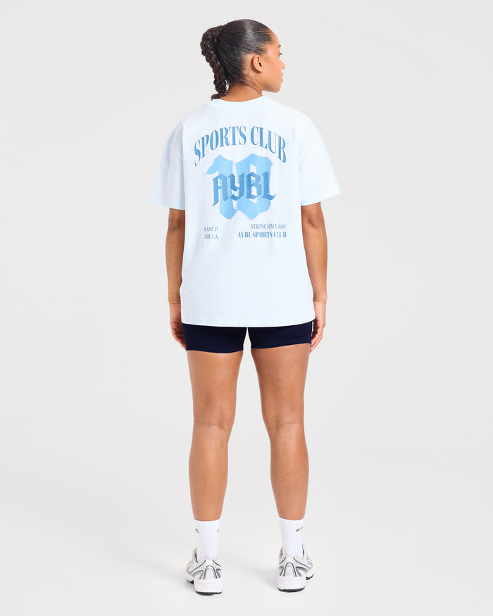 Sports Club Gothic Oversized T Shirt - Blue
