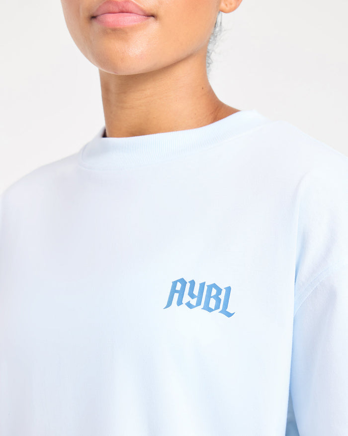 Sports Club Gothic Oversized T Shirt - Blue