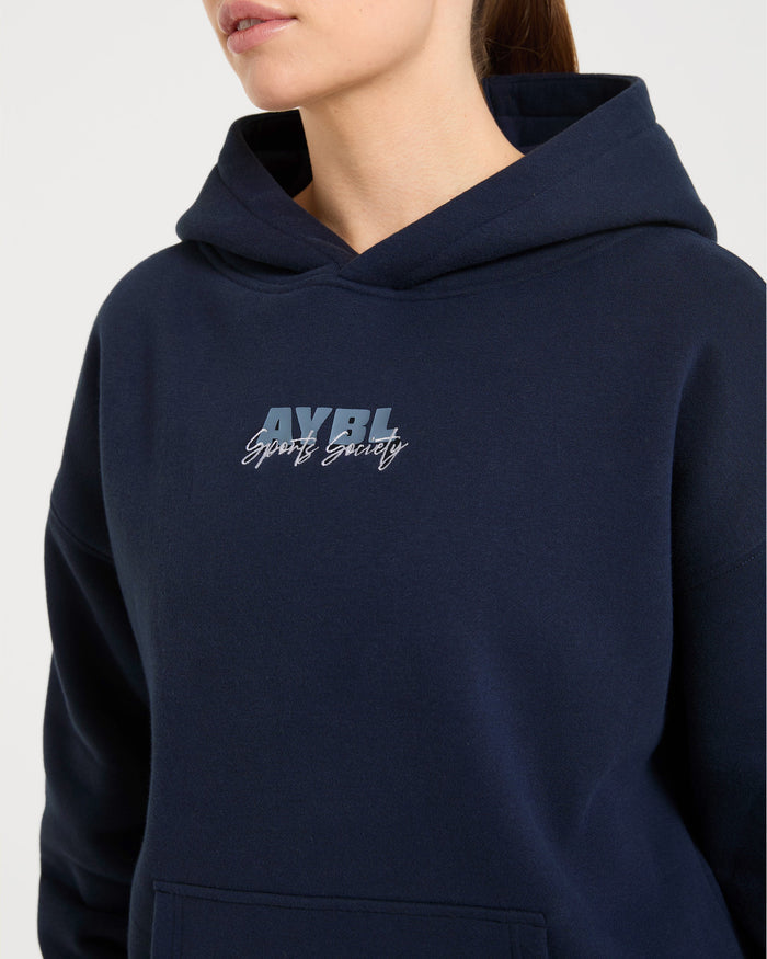 Sports Society Oversized Hoodie - Navy