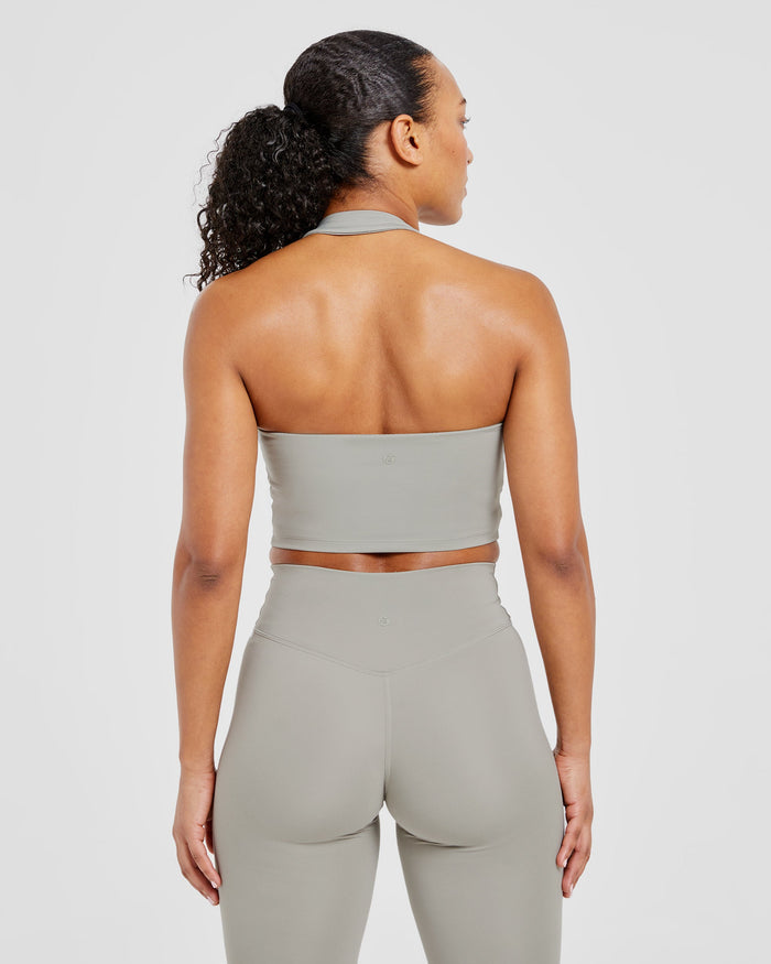 Staple Halterneck Crop Top - Washed Olive