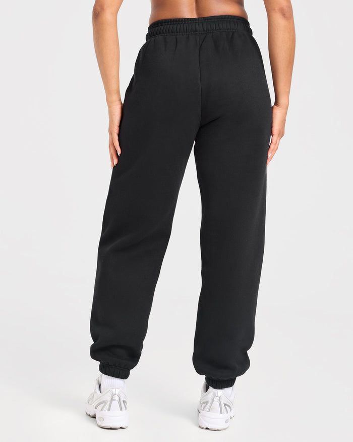 Varsity Applique Oversized Joggers - Black