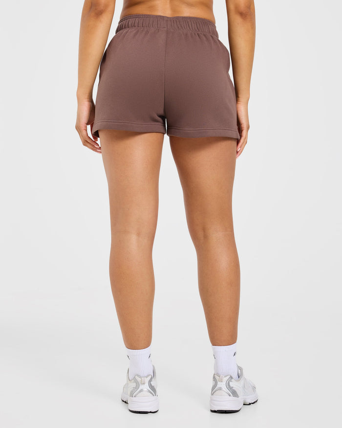 Varsity Applique Oversized Shorts - Brown